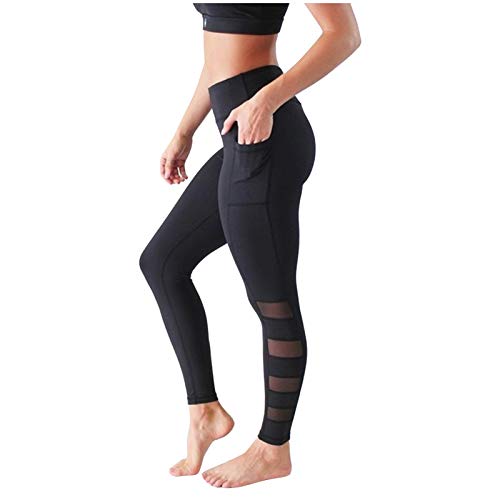 SHOBDW Mujer Moda Entrenamiento Capri Leggings Pantalones Colorido Estiramiento de Cintura Alta Gimnasio Deportes Gimnasio Mallas para Correr Yoga Atlético(Negro,M)