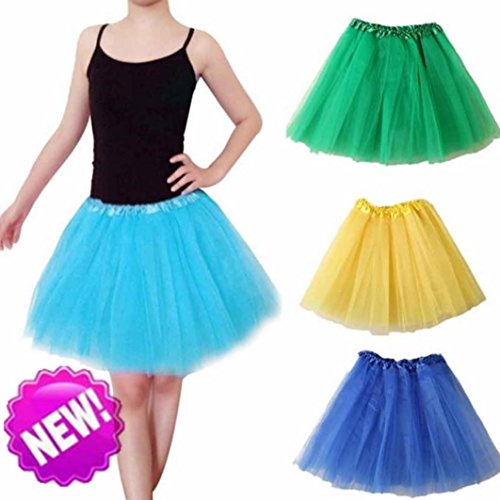 SHOBDW Mujeres Plisadas Falda de Gasa de Adultos Falda de Baile tutú Retro Rockabilly Enaguas Miriñaques Faldas (Azul a, One Size)