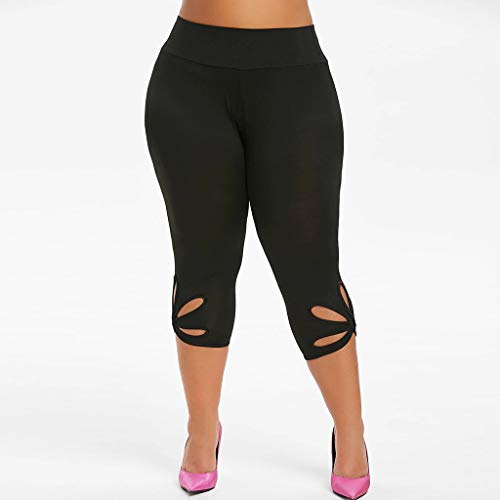 SHOBDW Pantalones Mujer Verano 2020 Yoga Leggins Mujer Fitness Cintura Alta Pantalones Deporte Mujer Baratos Sexy Push Up Tallas Grandes Leggings De Entrenamiento Capri(A-Negro,XL)