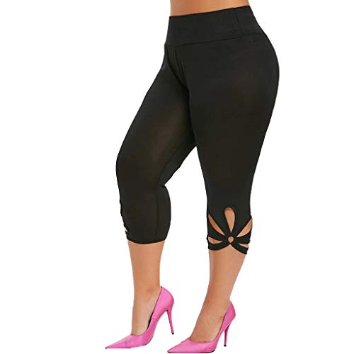 SHOBDW Pantalones Mujer Verano 2020 Yoga Leggins Mujer Fitness Cintura Alta Pantalones Deporte Mujer Baratos Sexy Push Up Tallas Grandes Leggings De Entrenamiento Capri(A-Negro,XL)