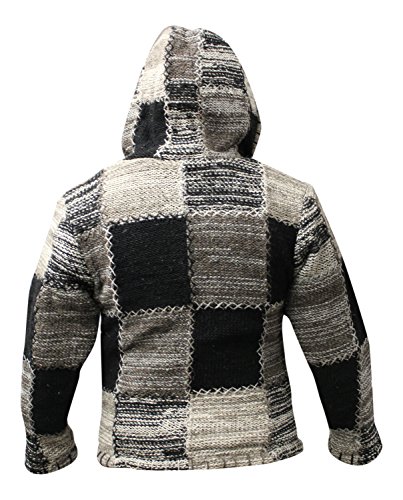 Shopoholic Moda Hombre Gris Lana Color Negro Con Capucha Fiesta Hippy Chaqueta - Multicolor, Multicolor, Grande