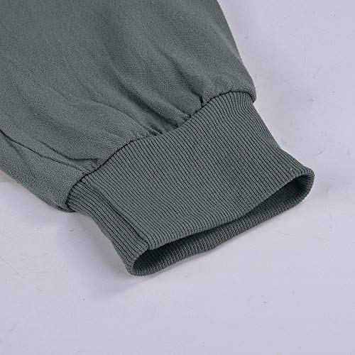 Shujin Pantalones de verano de algodón para mujer, ligeros, cómodos, sueltos, de un solo color, para correr, con cordón A verde militar. XL