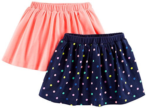 Simple Joys by Carter's Patinetes de punto para niñas pequeñas (paquete de 2 (falda con pantalones cortos integrados) ,Pink/Navy Dot ,US 5T (EU 110–116)