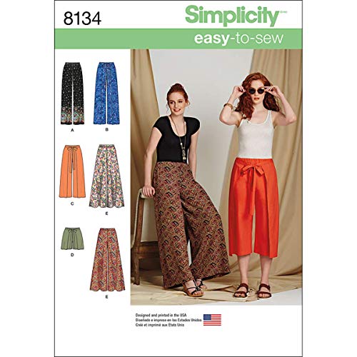 Simplicity Pattern 8134 Misses 'Sencillo Pantalones y Pantalones Cortos patrón de Costura, Blanco, tamaño R5