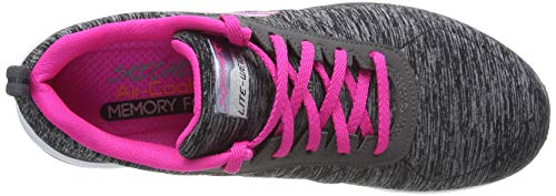 Skechers Flex Appeal 3.0-Insiders, Zapatillas Mujer, Gris (BKHP Black & Gray Mesh/Black Trim), 36 EU