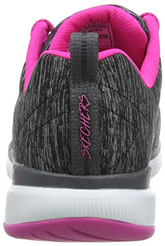 Skechers Flex Appeal 3.0-Insiders, Zapatillas Mujer, Gris (BKHP Black & Gray Mesh/Black Trim), 36 EU