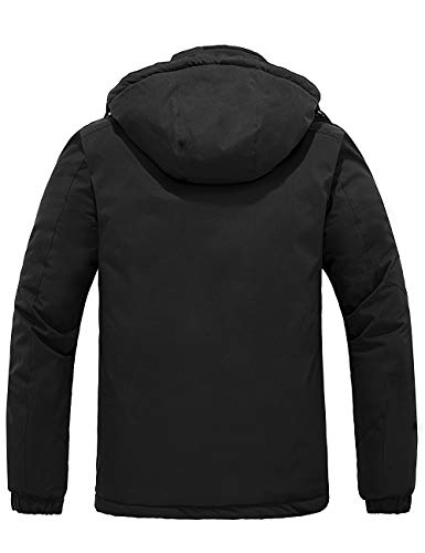 Skieer Chaqueta de Esquí Aislante Impermeable Cazadora Trabajo Viaje Acampar Chaqueta de Esquí Aislante Impermeable Parka Cálida con Capucha Ajustable Extraíble Hombre Negro Small