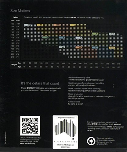 SKINS RY400 grafito - Mallas para hombre, tamaño SS, color grafito