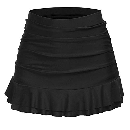 SKYROPNG Minifalda Mujer,Color Sólido De Cintura Alta Mini Faldas Plisada,Transpirable De Estiramiento De Cadera Paquete Sexy Negro Falda para All-Match Inicio Casual Ropa Atlética,S