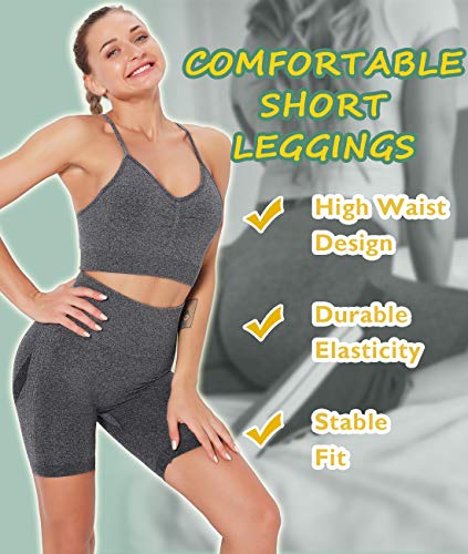 SLIMBELLE Pantalones Cortos Deporte Mujer Yoga Leggings Push up Short Mallas Running de Cintura alta Leggins Deportivos para Fitness Gimnasio Verano Casual Elásticos Cómodo y Transpirable