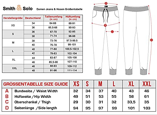 Smith & Solo Pantalones de deporte para mujer, de algodón, corte ajustado, para el tiempo libre, para entrenamiento, fitness, cintura alta, modernos Blanco XXL