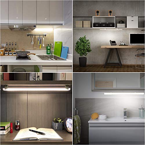 SOAIY 40CM 900LM 7W Luz LED cocina bajo armario con 3 Colores, LED lámpara bajo Mueble, Regleta LED regulable con interruptor a mando, Cable de 2 metros con fuente de alimentación USB