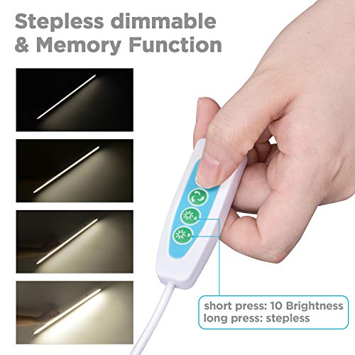 SOAIY 40CM 900LM 7W Luz LED cocina bajo armario con 3 Colores, LED lámpara bajo Mueble, Regleta LED regulable con interruptor a mando, Cable de 2 metros con fuente de alimentación USB