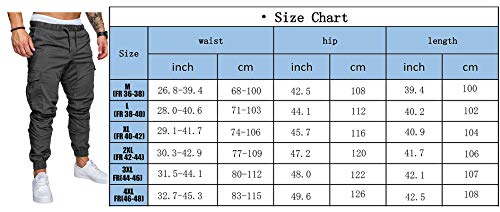 Socluer Hombre Pantalones de Carga Deportiva de Talla Grande Pantalones Largo con Bolsillos Pantalones Cinturón de Cintura elástico Casuales Pantalones