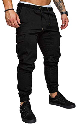 Socluer Hombre Pantalones de Carga Deportiva de Talla Grande Pantalones Largo con Bolsillos Pantalones Cinturón de Cintura elástico Casuales Pantalones
