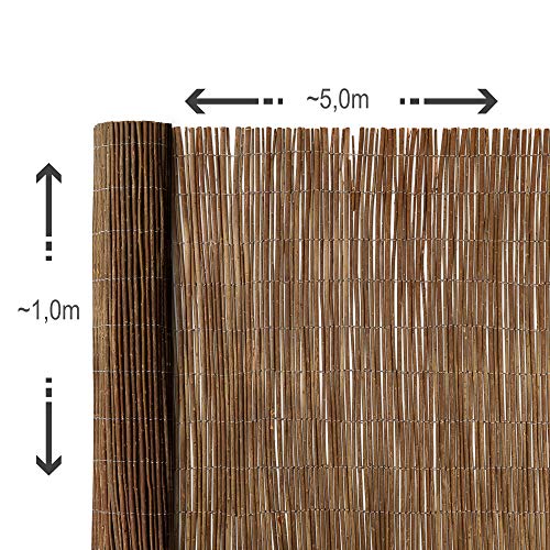 Sol Royal protección Visual Valla de Mimbre Estera de Mimbre SolVision W79 500x100 cm balcón privacidad Natural para balcón y terraza