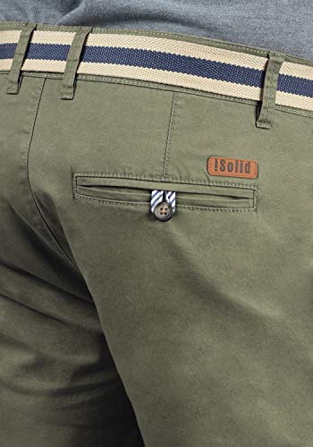 !Solid Monty Chino Pantalón Corto Bermuda Pantalones De Tela para Hombre con Cinturón Elástico Regular-Fit, tamaño:XL, Color:Dusty Oliv (3784)