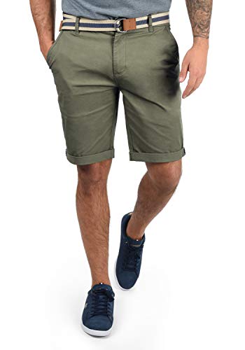 !Solid Monty Chino Pantalón Corto Bermuda Pantalones De Tela para Hombre con Cinturón Elástico Regular-Fit, tamaño:XL, Color:Dusty Oliv (3784)