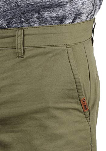 !Solid Thement Chino Pantalón Corto Bermuda Pantalones De Tela para Hombre De 100% algodón Regular-Fit, tamaño:L, Color:Dusty Oliv (3784)
