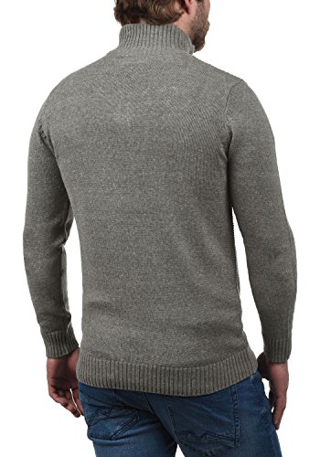 !Solid Tristian Cárdigan Chaqueta De Punto Rebeca para Hombre con Cuello Alto con Cremallera, tamaño:XXL, Color:Grey Melange (8236)