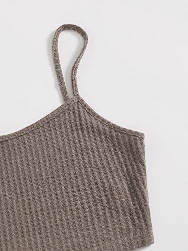 SOLY HUX Conjunto de camiseta y leggings para mujer, dos piezas, tirantes finos, camisola, tops, pantalones ajustados, ropa deportiva, traje de entrenamiento Marrón moca XS