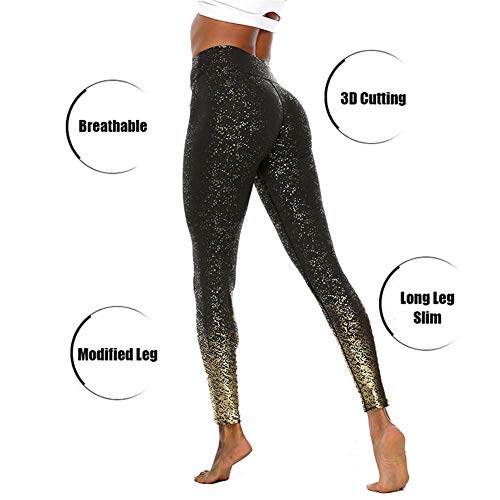 SotRong Brillantes Pantalones Deportivos para Mujer Leggins Push Up para Yoga y Pilates Mallas para Correr para Negro M