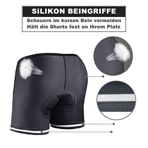 Sportout Pantalones cortos de ciclismo MTB con 4D acolchados, antideslizantes, amortiguadores y de secado rápido para Hombres [Negro] [Grande]