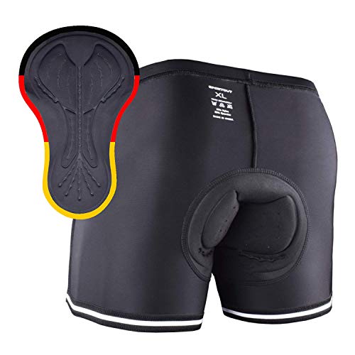 Sportout Pantalones cortos de ciclismo MTB con 4D acolchados, antideslizantes, amortiguadores y de secado rápido para Hombres [Negro] [Grande]