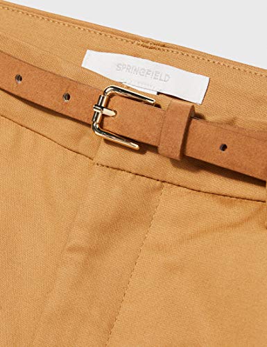 Springfield 5.Fq.Chino Cinturón-C/55 Pantalones, Beige (Beige/Camel 55), 40 (Tamaño del Fabricante: 40) para Mujer