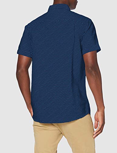 Springfield Linen Short Print Franq-C/12 Camisa Casual, Azul (Medium_Blue 12), Large (Tamaño del fabricante: L) para Hombre
