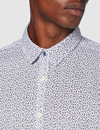Springfield Linen Short Print Franq-C/99 Camisa Casual, Blanco (White 99), Large (Tamaño del fabricante: L) para Hombre