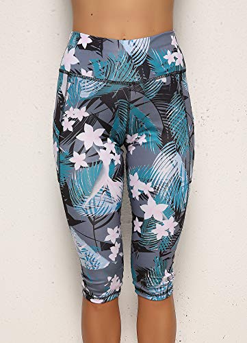 STARBILD Leggings 3/4 Mallas Pantalones de Alta Cintura Elástica Súper Transpirable Adelgazante de Yoga Deportivas Leggins para Mujer Flor-3 S