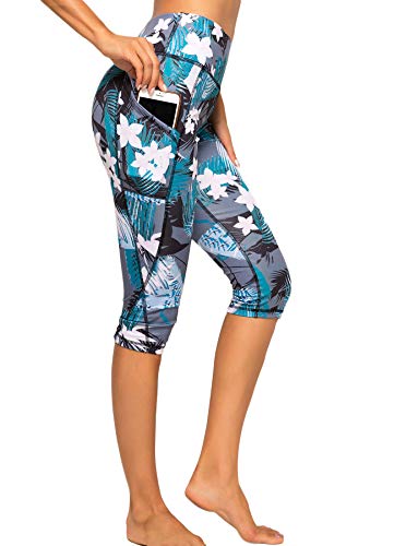 STARBILD Leggings 3/4 Mallas Pantalones de Alta Cintura Elástica Súper Transpirable Adelgazante de Yoga Deportivas Leggins para Mujer Flor-3 S