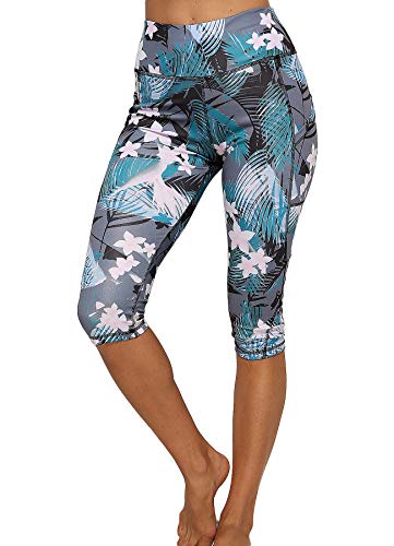 STARBILD Leggings 3/4 Mallas Pantalones de Alta Cintura Elástica Súper Transpirable Adelgazante de Yoga Deportivas Leggins para Mujer Flor-3 XL