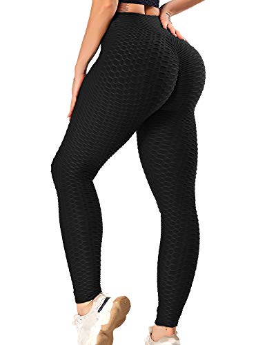 STARBILD Leggings de Fitness Mallas Pántalones Largos Deportivos Cintura Alta Elástico Control de Barriga para Mujer Yoga Gimnasio #Booty-Negro S