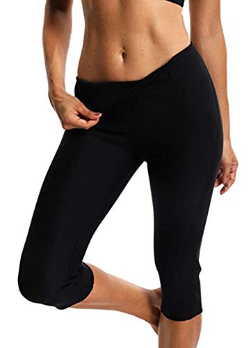 STARBILD Leggins Deportivas para Mujer para Adelgazar Leggins Anticeluliticos Mallas Termicos de Neopreno Fitness Deporte Correr Yoga Pantalón de Sudoración Adelgazantes Corto Negro XL