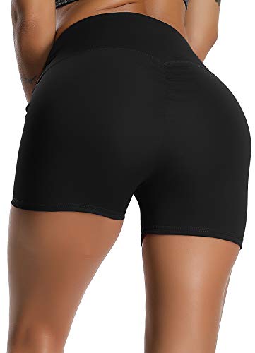 STARBILD Shorts Pantalones Deportes Cortos de Fitness Mallas para Mujer Elástico de Alta Cintura para Correr Gimnasio Gym #1 Classic-Negro L