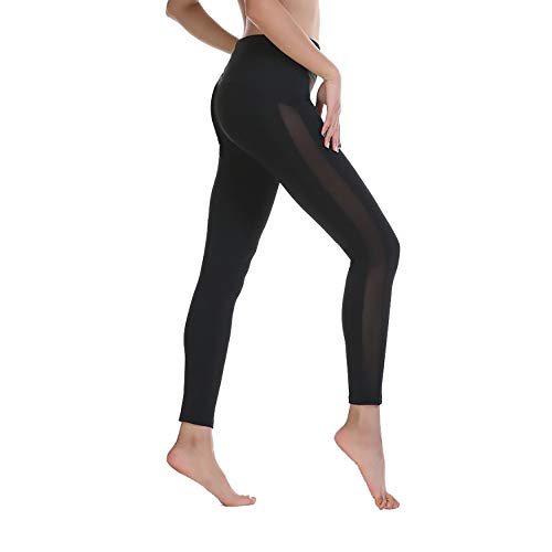 StarLifey Leggings de la aptitud, Pantalones de chándal pitillo con abertura de malla para mujer Gimnasio de color sólido corriendo medias deportivas Pantalones de yoga cadera(2 Piezas)
