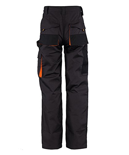 Stenso Emerton - Pantalones de Trabajo Estilo Cargo para Hombre - Resistentes - Gris Oscuro/Negro/Naranja - 56