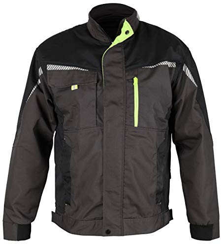 Stenso Prisma - Chaqueta de Trabajo Multiusos para Hombre - con Bandas Reflectantes - Corte Entallado - Gris/Negro/Verde - 62