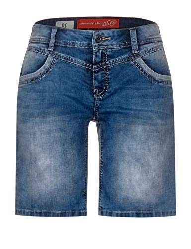 Street One Kate Pantalones Cortos, Mid Blue Random Bleached, 33 para Mujer