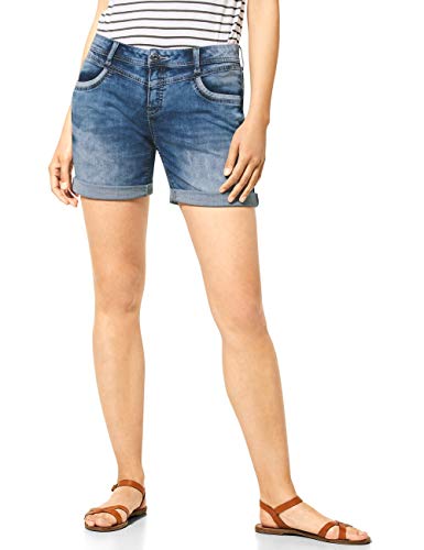 Street One Kate Pantalones Cortos, Mid Blue Random Bleached, 33 para Mujer