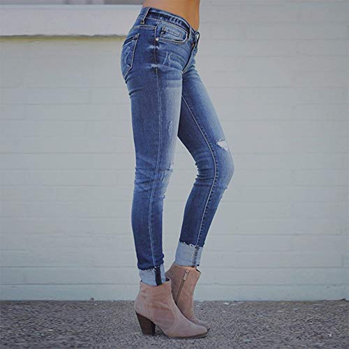 STRIR Jeans Skinny Push-Up Mujer Vaqueros Rotos, Pantalones Elasticos Jeans Denim Largo Mujer Cintura Alta