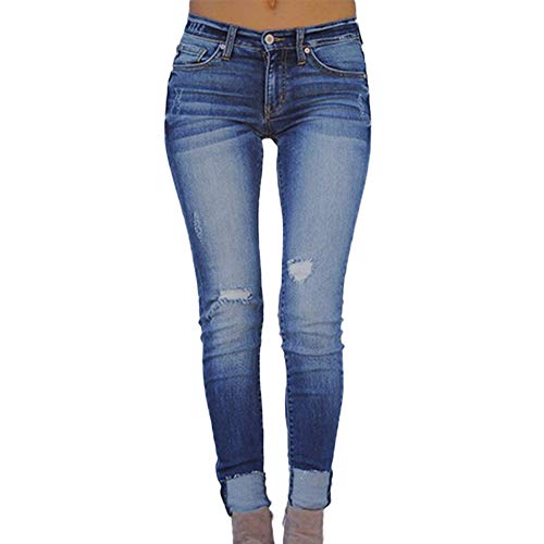 STRIR Jeans Skinny Push-Up Mujer Vaqueros Rotos, Pantalones Elasticos Jeans Denim Largo Mujer Cintura Alta