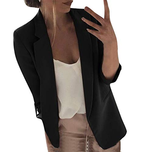 STRIR Mujer Chaqueta Entallada Básica Blazer Americana Mangas Larga Elegante Superior Oficina Traje de Chaqueta Outwear Casual