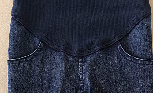 STRIR Mujeres Embarazadas Nuevo Otoño Invierno Pantalones elásticos Suaves Leggings Jeans, Circunferencia de Cintura Ajustable Pantalones elásticos Suaves Jeans (3XL, Azul-B)
