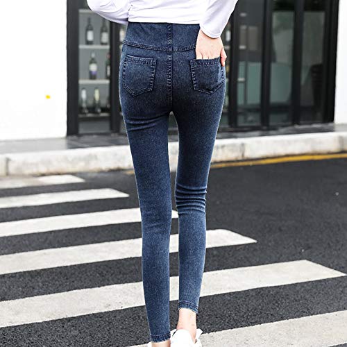STRIR Mujeres Embarazadas Nuevo Otoño Invierno Pantalones elásticos Suaves Leggings Jeans, Circunferencia de Cintura Ajustable Pantalones elásticos Suaves Jeans (3XL, Azul-B)