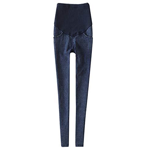STRIR Mujeres Embarazadas Nuevo Otoño Invierno Pantalones elásticos Suaves Leggings Jeans, Circunferencia de Cintura Ajustable Pantalones elásticos Suaves Jeans (3XL, Azul-B)