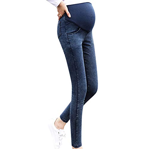 STRIR Mujeres Embarazadas Nuevo Otoño Invierno Pantalones elásticos Suaves Leggings Jeans, Circunferencia de Cintura Ajustable Pantalones elásticos Suaves Jeans (3XL, Azul-B)