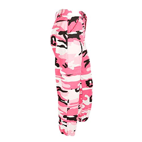 STRIR Pantalones de Mujer Camo Cargo Pantalones de Camuflaje Casual al Aire Libre Jeans (S, Rosa)